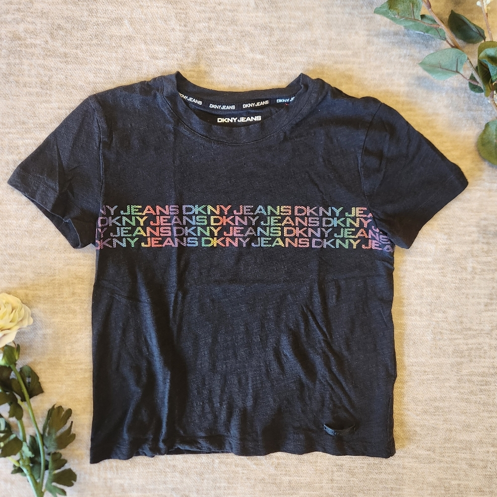 Rainbow and Black DKNY T-Shirt